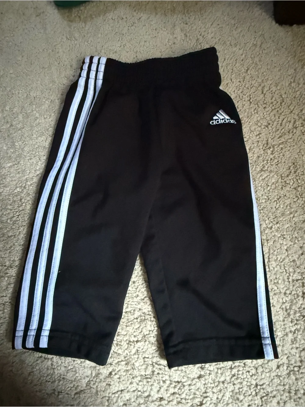 Adidas Baby Black Track Pants - Black with White Stripes size 6 months